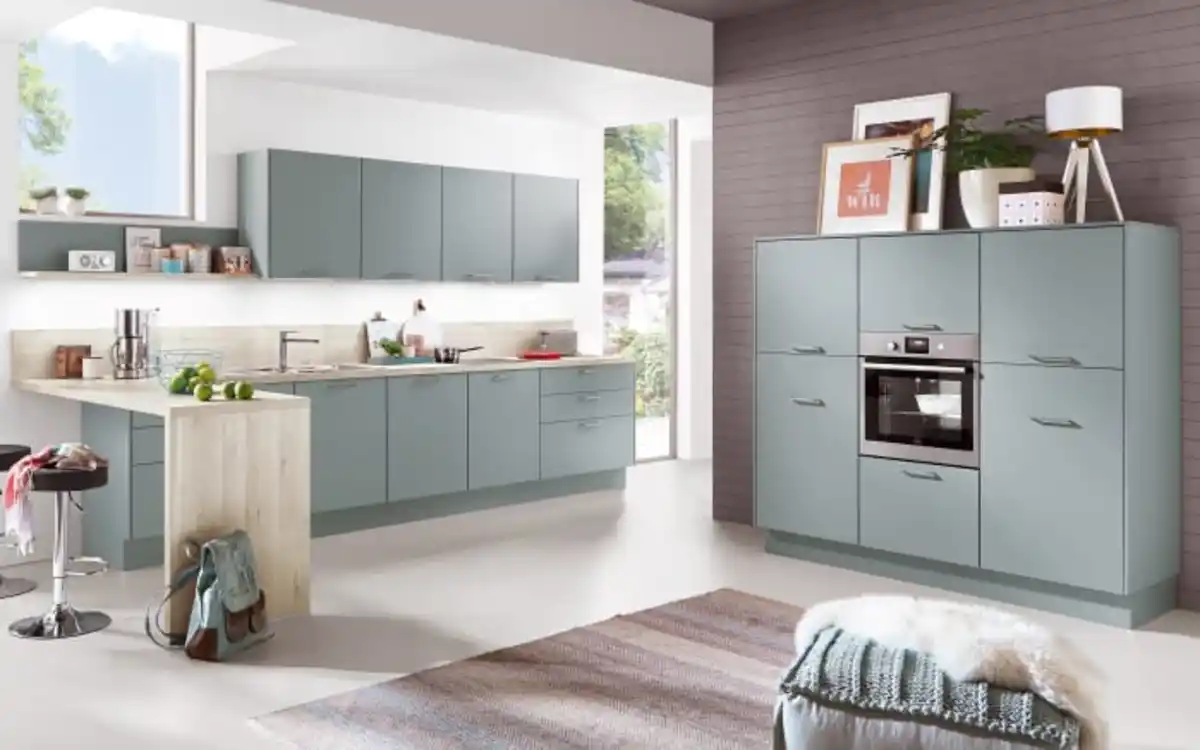 Bild 1 von Nobilia - Einbauküche Touch, aqua supermatt Lacklaminat, inkl. Privileg Elektrogeräte