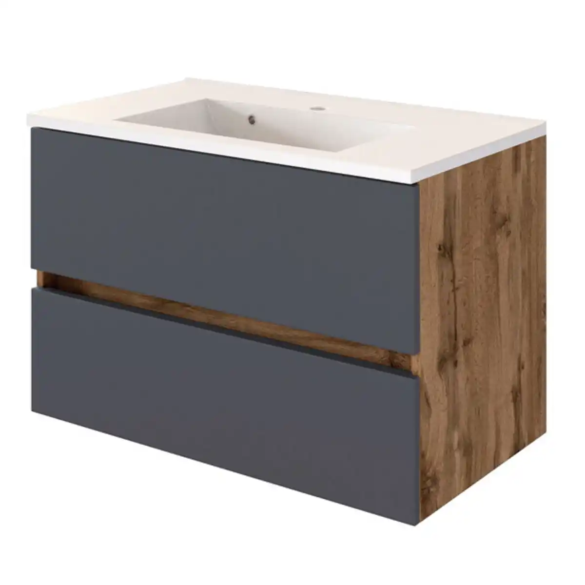 Bild 1 von Waschtisch Lincoln, 80 cm, matt grau/wotaneiche