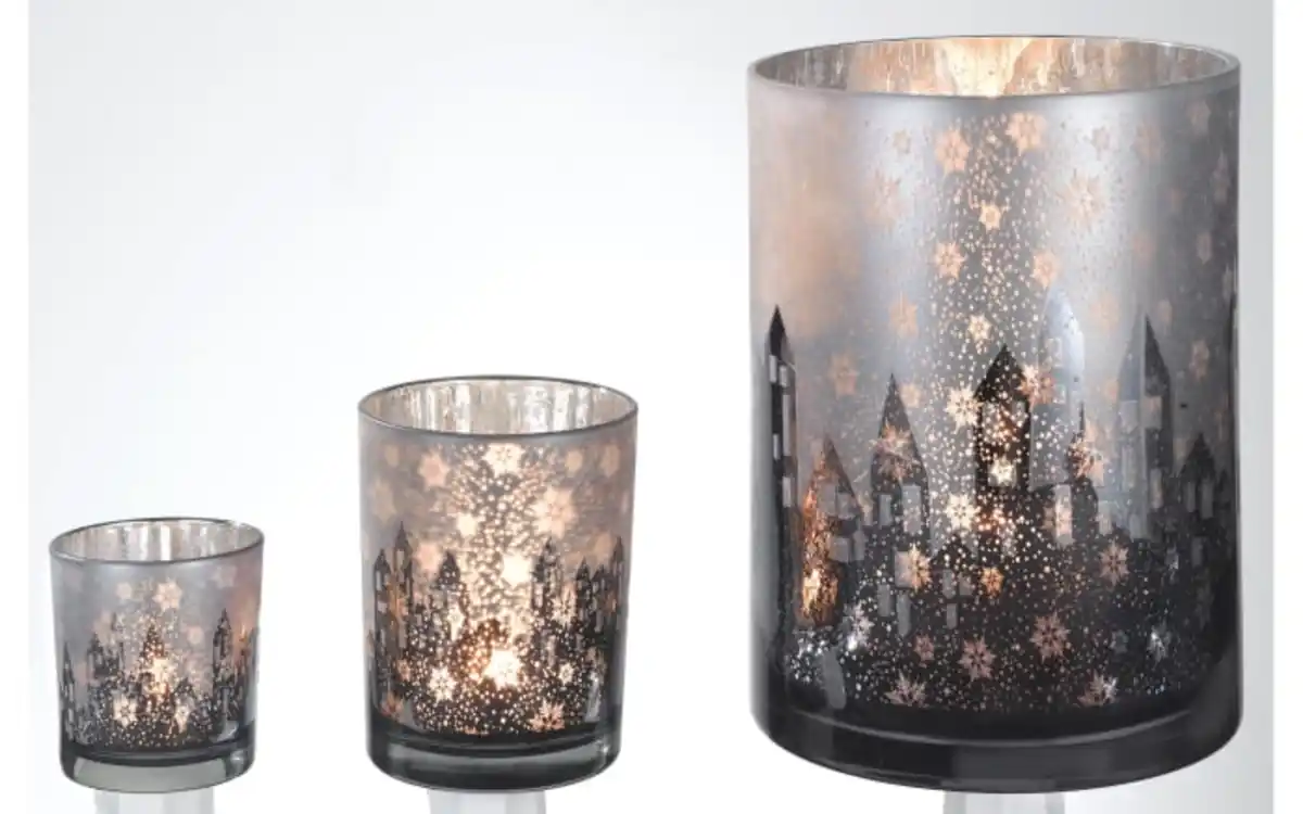 Bild 2 von Windlicht aus Glas, grau, 8 cm