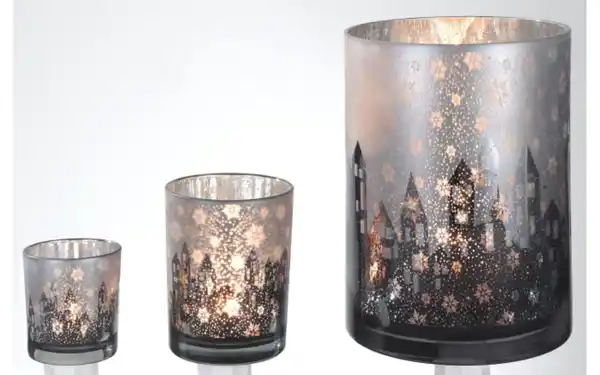 Bild 2 von Windlicht aus Glas, grau, 8 cm