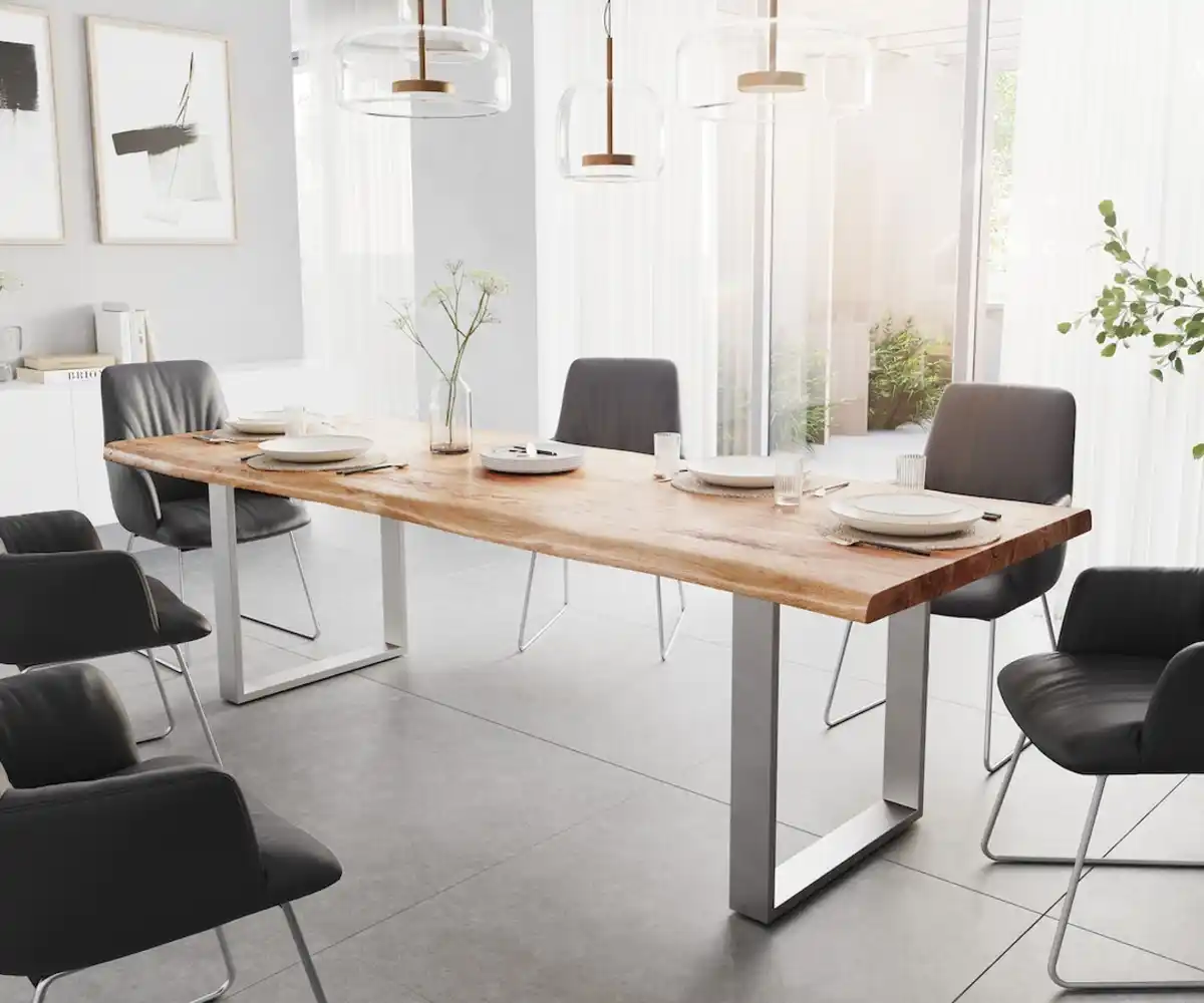 Bild 1 von Esstisch Edge 260x100 XL Akazie Natur Edelstahl Schmal Live-Edge