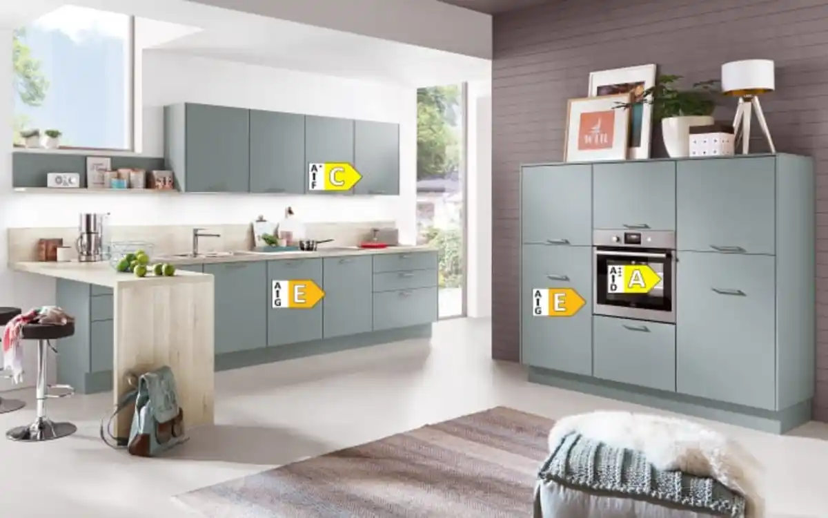 Bild 4 von Nobilia - Einbauküche Touch, aqua supermatt Lacklaminat, inkl. Privileg Elektrogeräte