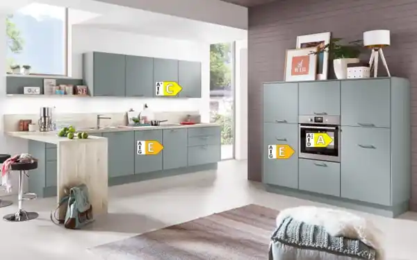 Bild 4 von Nobilia - Einbauküche Touch, aqua supermatt Lacklaminat, inkl. Privileg Elektrogeräte