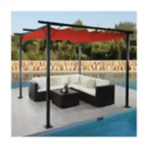 Pergola MCW-C42, Garten Pavillon, stabiles 6cm-Gestell + Schiebedach ~ 3x3m terracotta