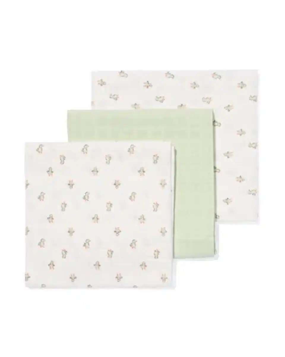 Bild 2 von 3er-Pack Mullwindeln, 60 x 60 cm, Struktur, Enten