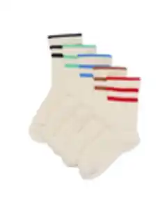 5er-Pack Socken, mit Baumwollanteil, gerippt, Streifen eierschalenfarben