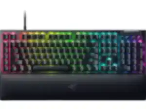 RAZER Blackwidow V4 Deutsches Layout, Gaming Tastatur, Mechanisch, Razer Green, kabelgebunden, Schwarz, Schwarz