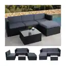 Bild 1 von Poly-Rattan-Garnitur MCW-D28, Gartengarnitur Sofa Set ~ anthrazit, Polster grau ohne Deko-Kissen/Abdeckung