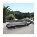 Bild 1 von Sonnenliege Phoenix, Relaxliege Gartenliege Liege, Poly-Rattan ~ anthrazit, Bezug grau