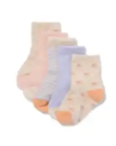 Babysocken mit Baumwolle Blumen – 5 Stück beige