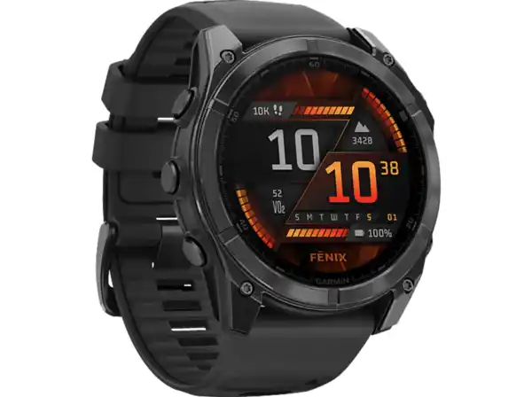 Bild 1 von GARMIN fenix® 8 - 51 mm AMOLED Smartwatch Edelstahl Silikon, 26 mm, Schwarz, Schwarz