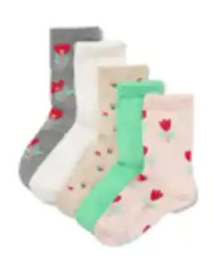 Socken mit Baumwolle Blumen – 5 Paar grau