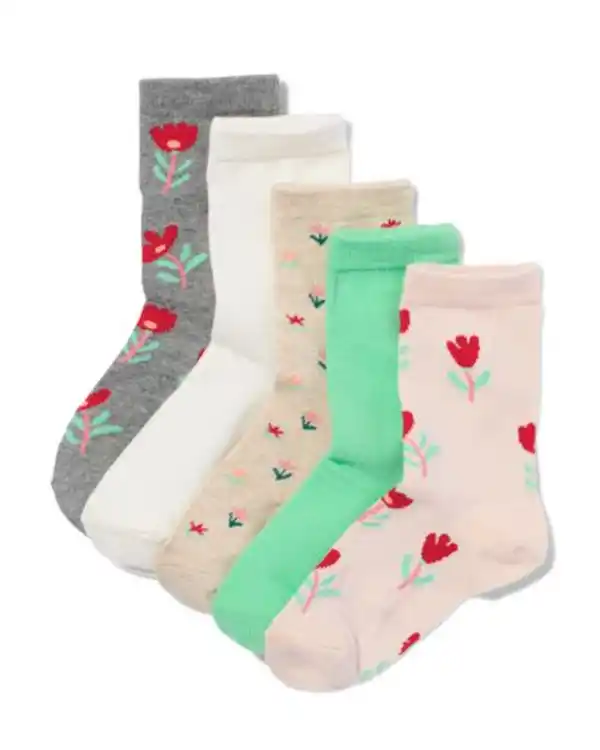 Bild 1 von Socken mit Baumwolle Blumen – 5 Paar grau