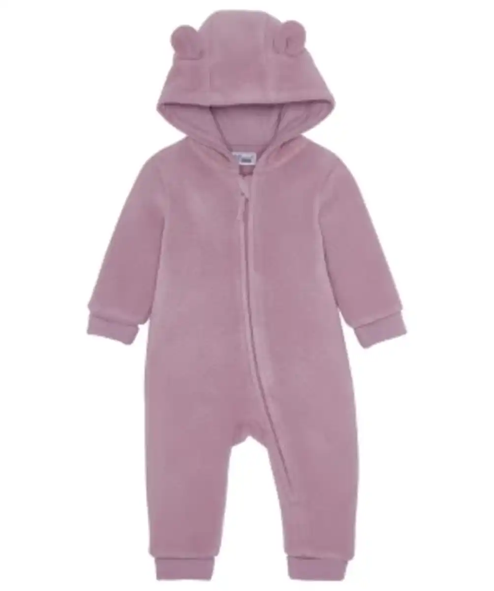 Bild 1 von Newborn Fleece-Strampler, Ergee, Kapuze mit Ohren-Applikationen, altrosa