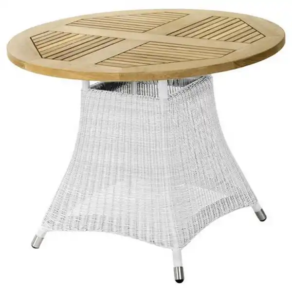 Bild 1 von Zebra  Gartentisch Loomus, Weiß, Alu, Teak, Holz, Metall, Kunststoff, Teakholz, massiv, Hartholz, rund, rund, 75 cm, Gartenmöbel, Gartentische, Gartentische