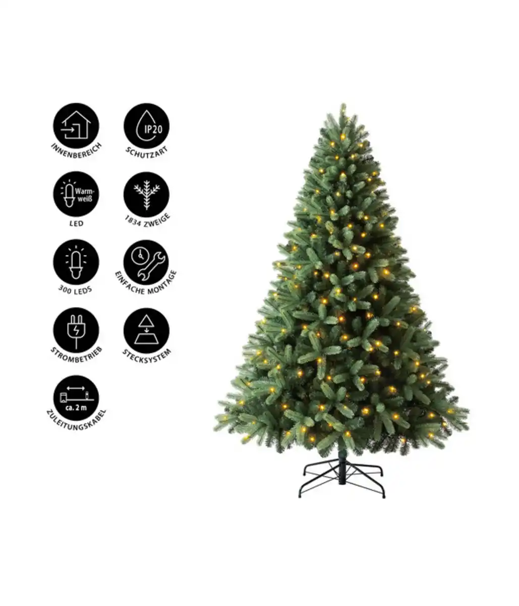 Bild 3 von Dehner Künstlicher Weihnachtsbaum Tanne 'Stellan' mit LED-Beleuchtung, 210 cm