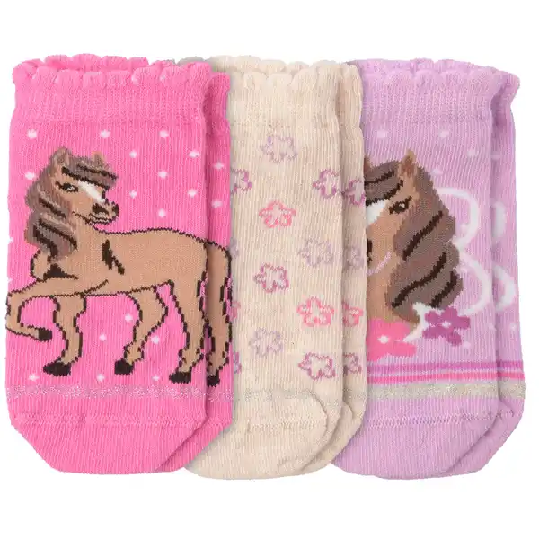 Bild 1 von 3 Paar Mädchen Sneaker-Socken im Set FLIEDER / PINK / BEIGE