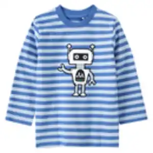 Kinder Langarmshirt mit Blockstreifen BLAU / HELLBLAU