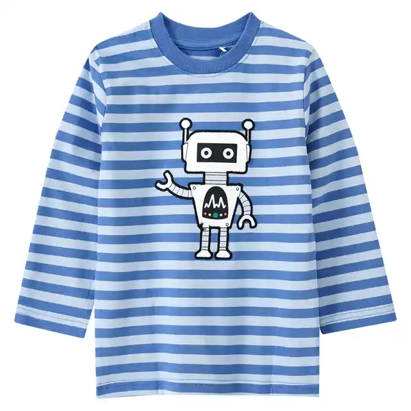 Bild 1 von Kinder Langarmshirt mit Blockstreifen BLAU / HELLBLAU