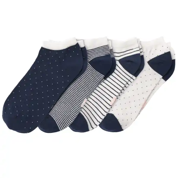 Bild 1 von 4 Paar Damen Sneaker-Socken im Set DUNKELBLAU / WEISS