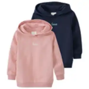 2 Mädchen Hoodies mit kleiner Stickerei ROSA / DUNKELBLAU