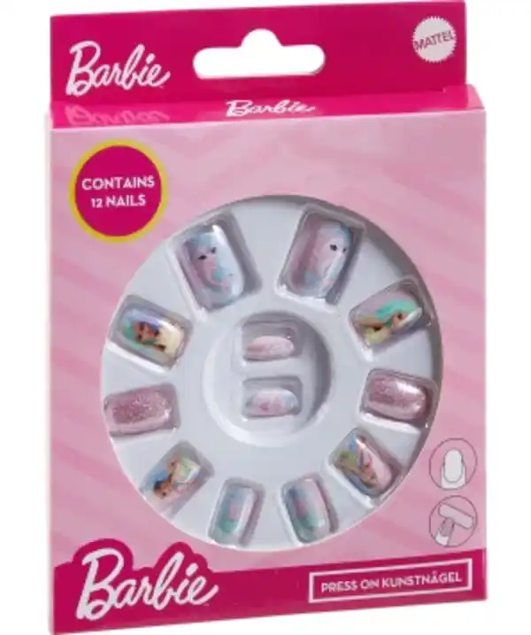 Bild 1 von Barbie Kunstnägel, 12-tlg. Set, pink bedruckt