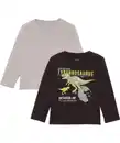 Bild 1 von Langarmshirts Dinosaurier, 2er-Pack, schwarz/grau