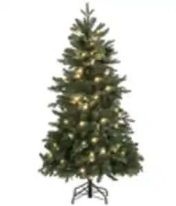 Dehner Künstlicher Weihnachtsbaum Tanne 'Espen' mit LED-Beleuchtung, 150 cm