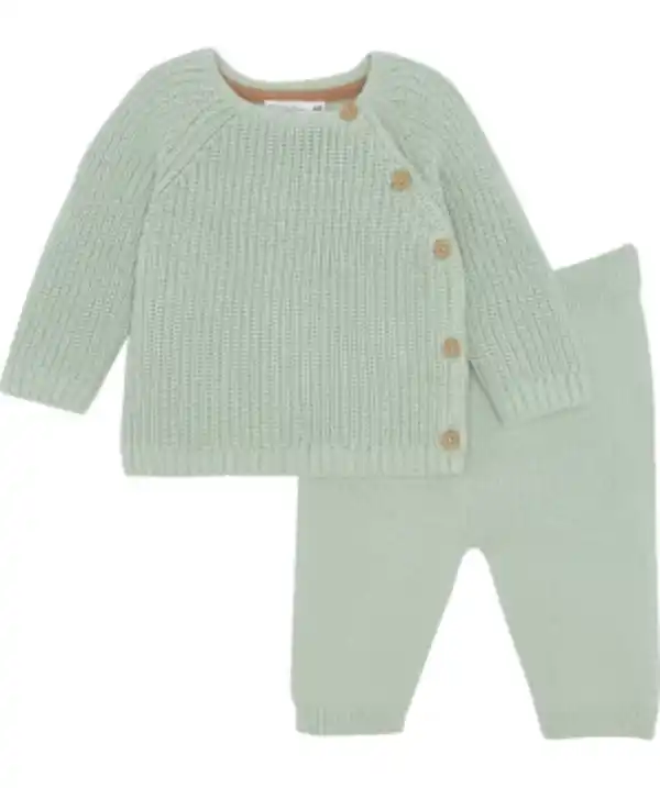 Bild 1 von Newborn Strickpullover und Strickhose, Ergee, 2-tlg. Set, grün