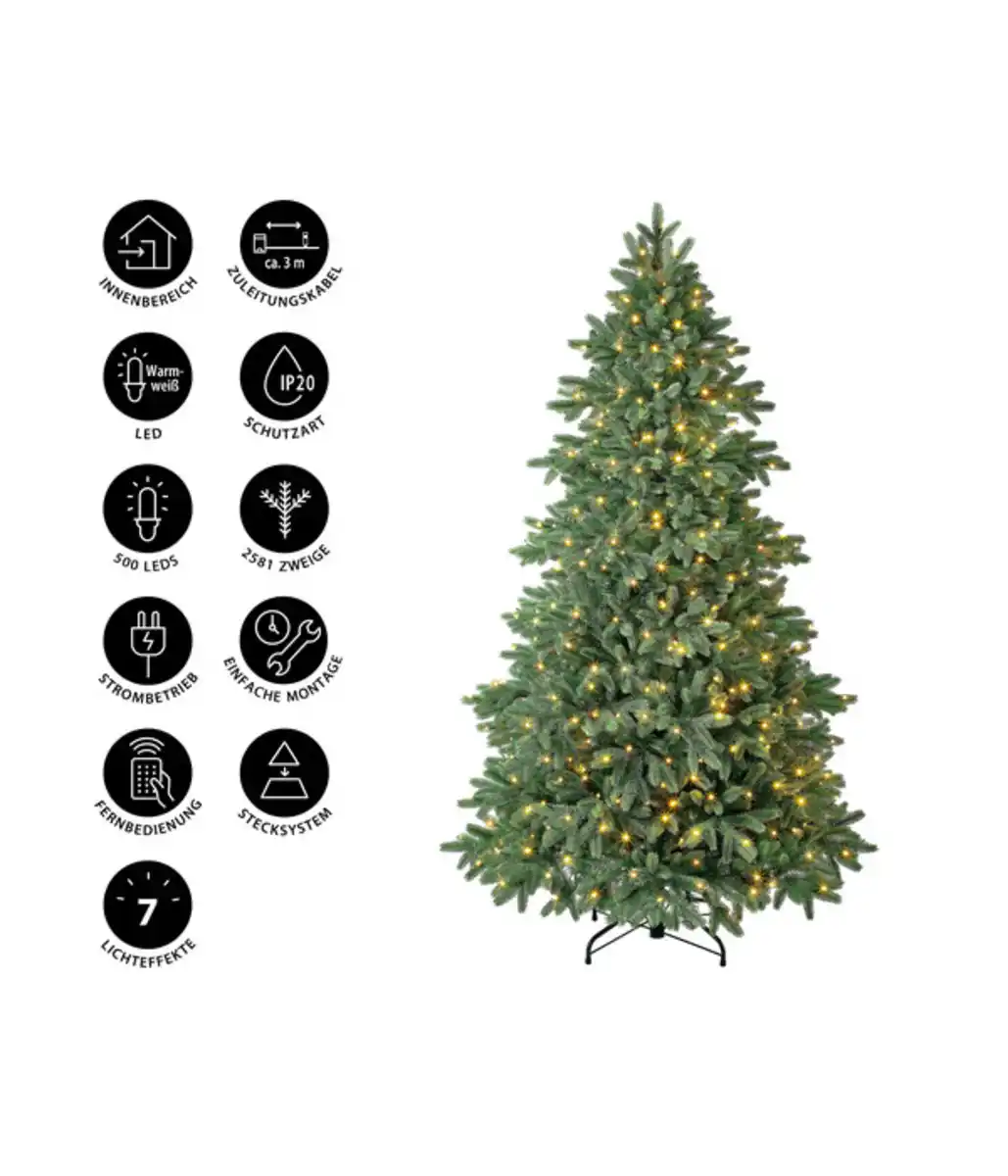 Bild 3 von Dehner künstlicher Weihnachtsbaum 'Lyra' mit LED-Beleuchtung, 210 cm