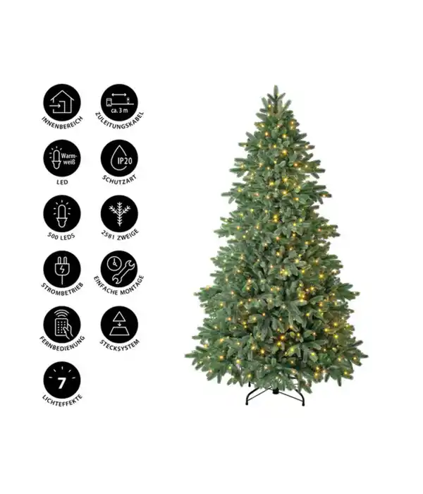 Bild 3 von Dehner künstlicher Weihnachtsbaum 'Lyra' mit LED-Beleuchtung, 210 cm