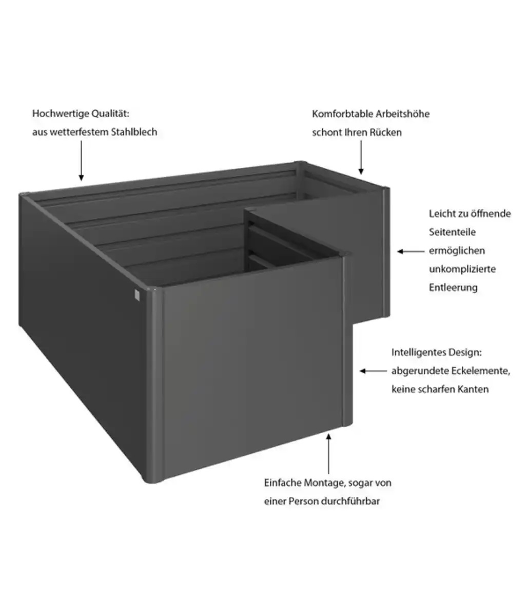 Bild 2 von Biohort Metall-HochBeet L, dunkelgrau-metallic, ca. B201/H77/T201 cm
