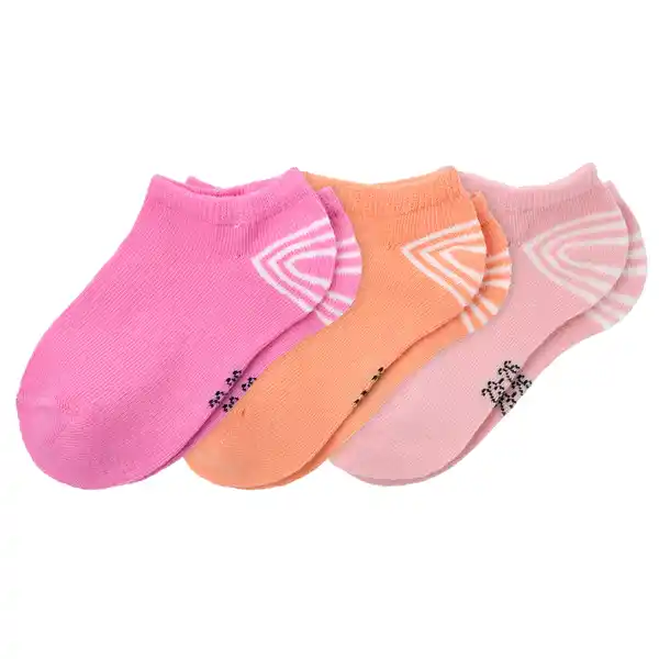 Bild 1 von 3 Paar Mädchen Sneaker-Socken mit Herzen ROSA / PINK / HELLORANGE