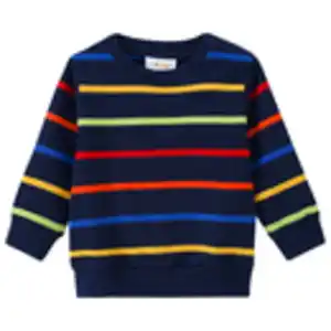 Baby Sweatshirt mit bunten Ringeln DUNKELBLAU