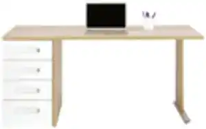 Schreibtisch in Weiß/Eichefarben, Weiß, Eichefarben