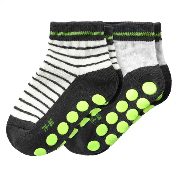 Bild 1 von 2 Paar Baby Stoppersocken im Set DUNKELGRAU / WEISS / NEONGELB