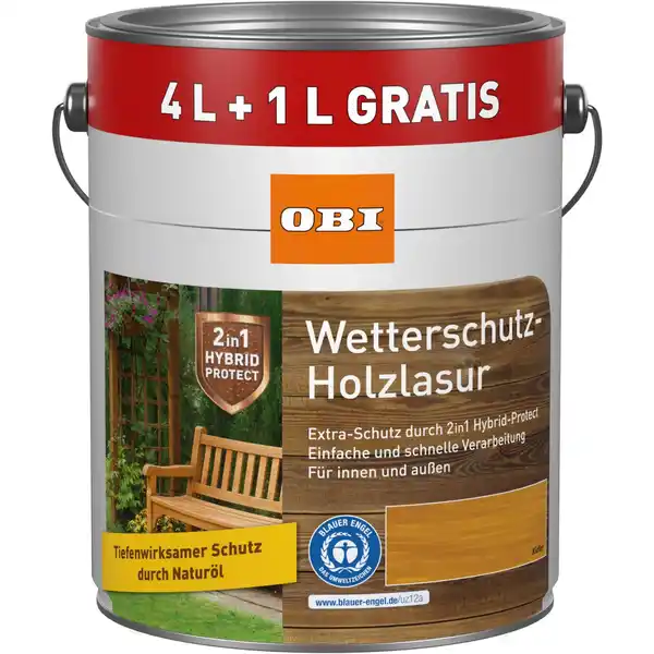 Bild 1 von OBI Wetterschutz Holzlasur 2in1 Kiefer 5 l