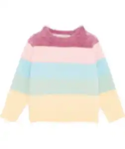 Pullover aus Chenille, Ergee, Schulterknöpfe, regenbogenfarben