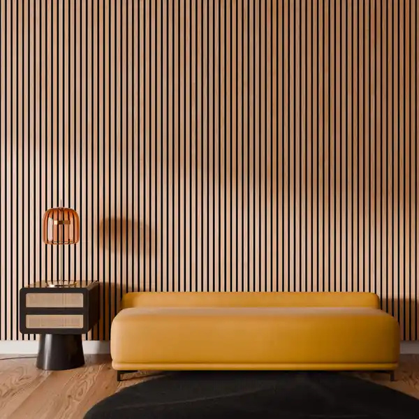 Bild 3 von Akustikpaneel Wandverkleidung Eiche Geölt MDF Natur Akustikfilz Schwarz 240 cm