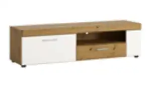 TV - Lowboard Artisan Eiche weiß hochglanz 149 cm - AGORDO