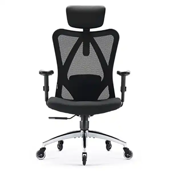 Bild 1 von SIHOO Bürostuhl Ergonomischer Schreibtischstuhl, Drehstuhl hat Verstellbarer Lordosenstütze, Kopfstütze und Armlehne, Höhenverstellung und Wippfunktion, Rückenschonend