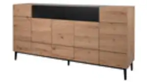 Sideboard Artisan Eiche - schwarz 180 cm 5-türig - NOLA