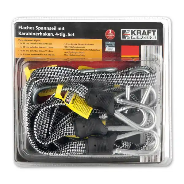 Bild 1 von Spannseil flach mit Haken - 4tlg.