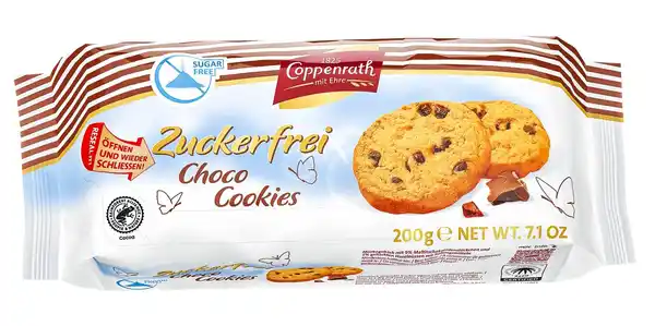 Bild 1 von COPPENRATH »Zuckerfrei« Choco Cookies, 200-g-Packg.