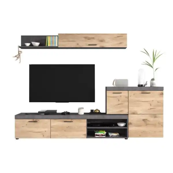 Bild 1 von Wohnkombination Swift 3-teilig Matera-Beton-/Nox Oak-Optik 257x186x37 cm