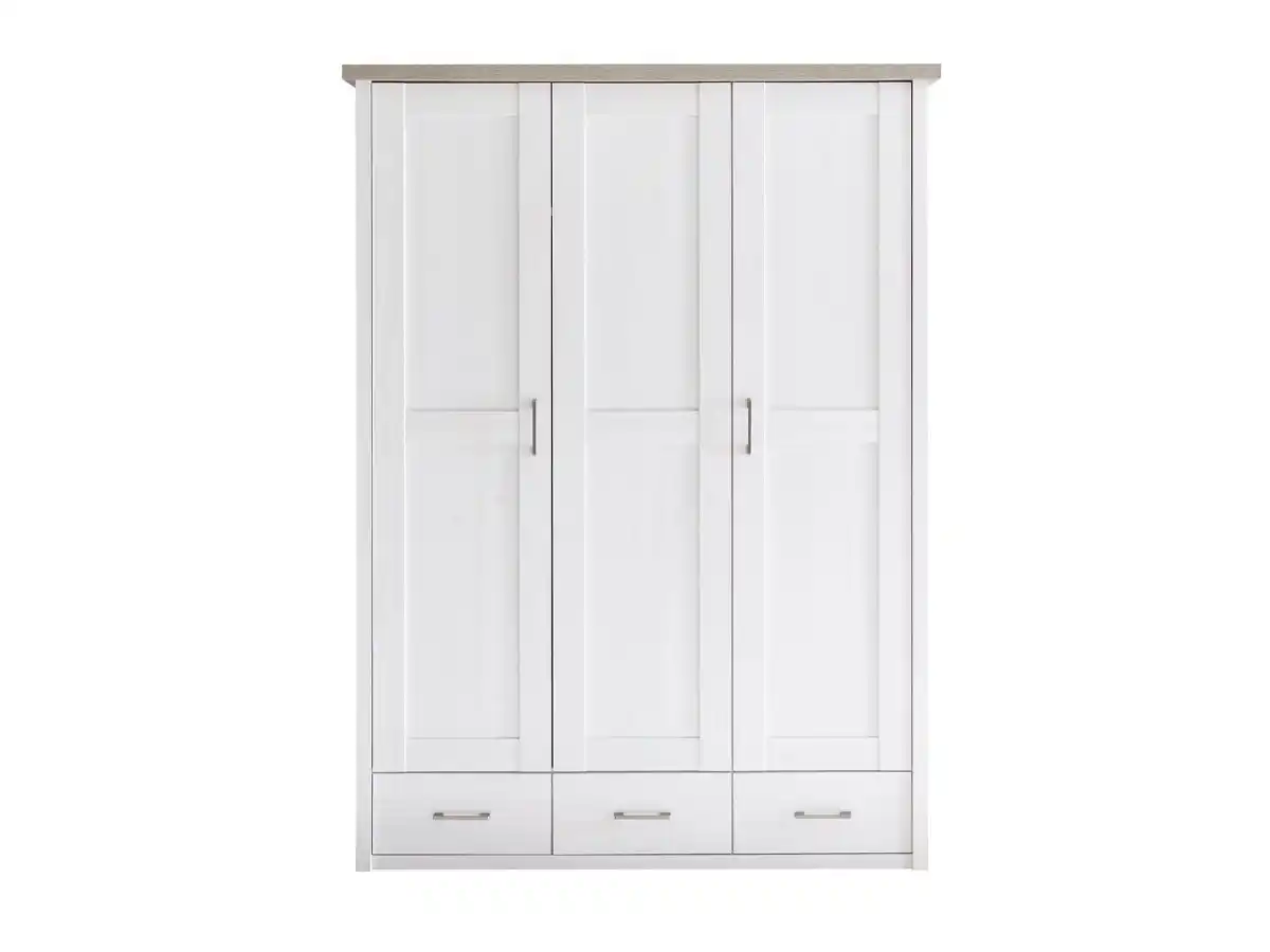 Bild 1 von Kleiderschrank Pinie weiß - Trüffel 148 cm 3-türig - LUCA