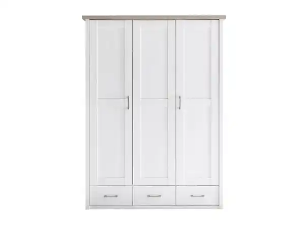 Bild 1 von Kleiderschrank Pinie weiß - Trüffel 148 cm 3-türig - LUCA