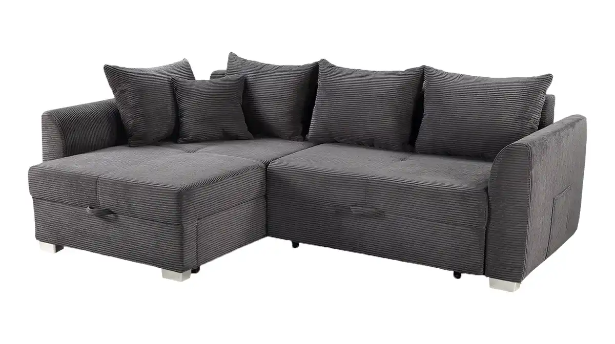 Bild 1 von Ecksofa Cord grau 236 x 160 cm - Bettkasten - BOOMER