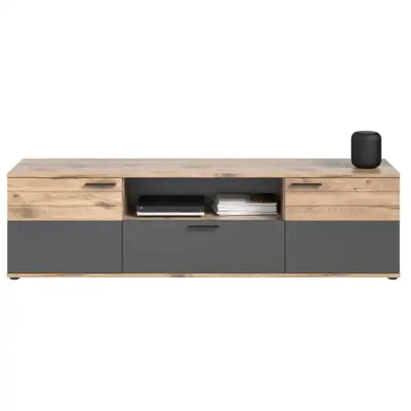 Bild 1 von Lowboard groß Mason Basalt Grau - Nox Oak Holzoptik 194x53x47 cm