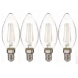 LED-White-Filament-Leuchtmittel-Set 4er -  Kerze E14 4.5W/ 470 Lumen